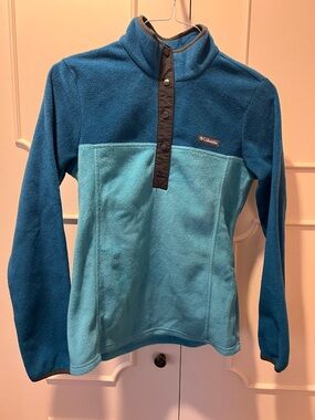 Columbia Two-Tone Teal and Aqua Fleece Pullover